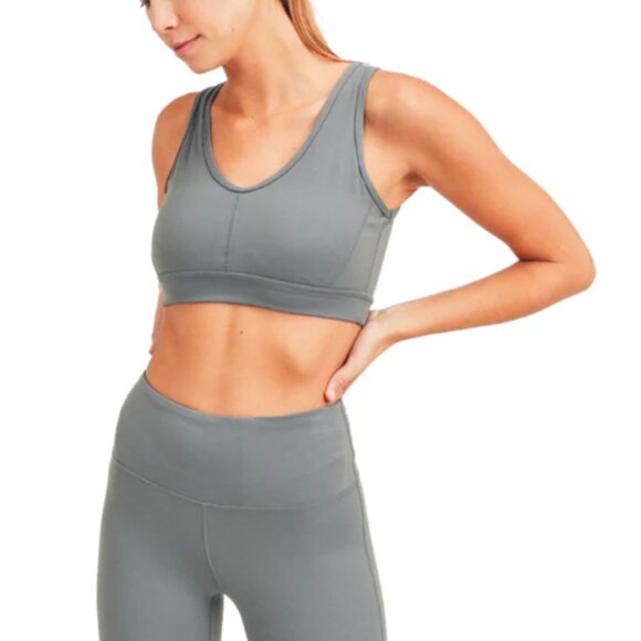 Mono B Newport Triangle Cut Out Back Performance Sports Bra Sage Green Small - Picture 7 of 8